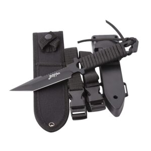 Scuba Diving Knife Black Tactical Sharp Blade with 2 sheaths