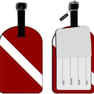 Flag-Scuba Diver Leather Luggage ID Tag