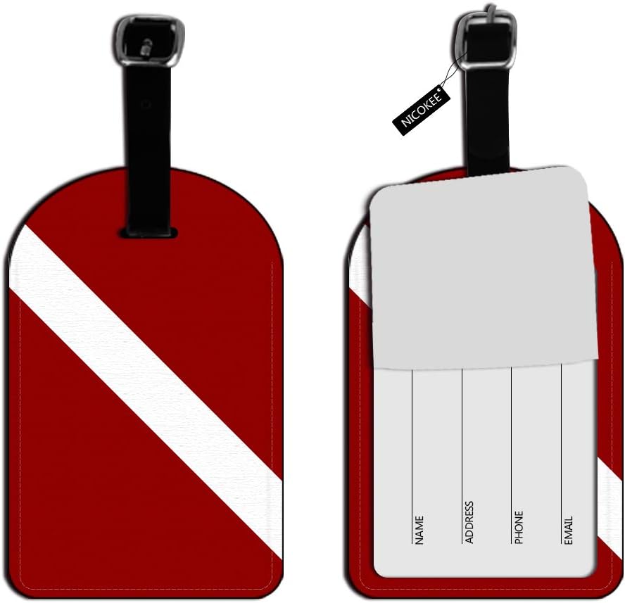 Flag-Scuba Diver Leather Luggage ID Tag